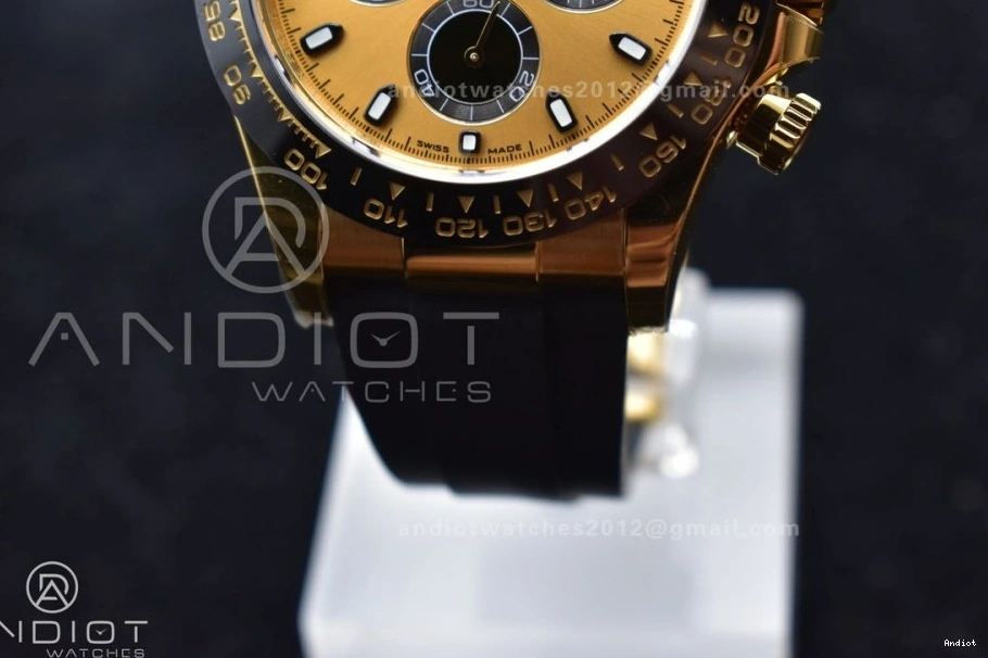 1:1 Daytona Rubber Strap BTF Oysterflex SA4130 on Best Edition Dial 116518 Black YG 0112